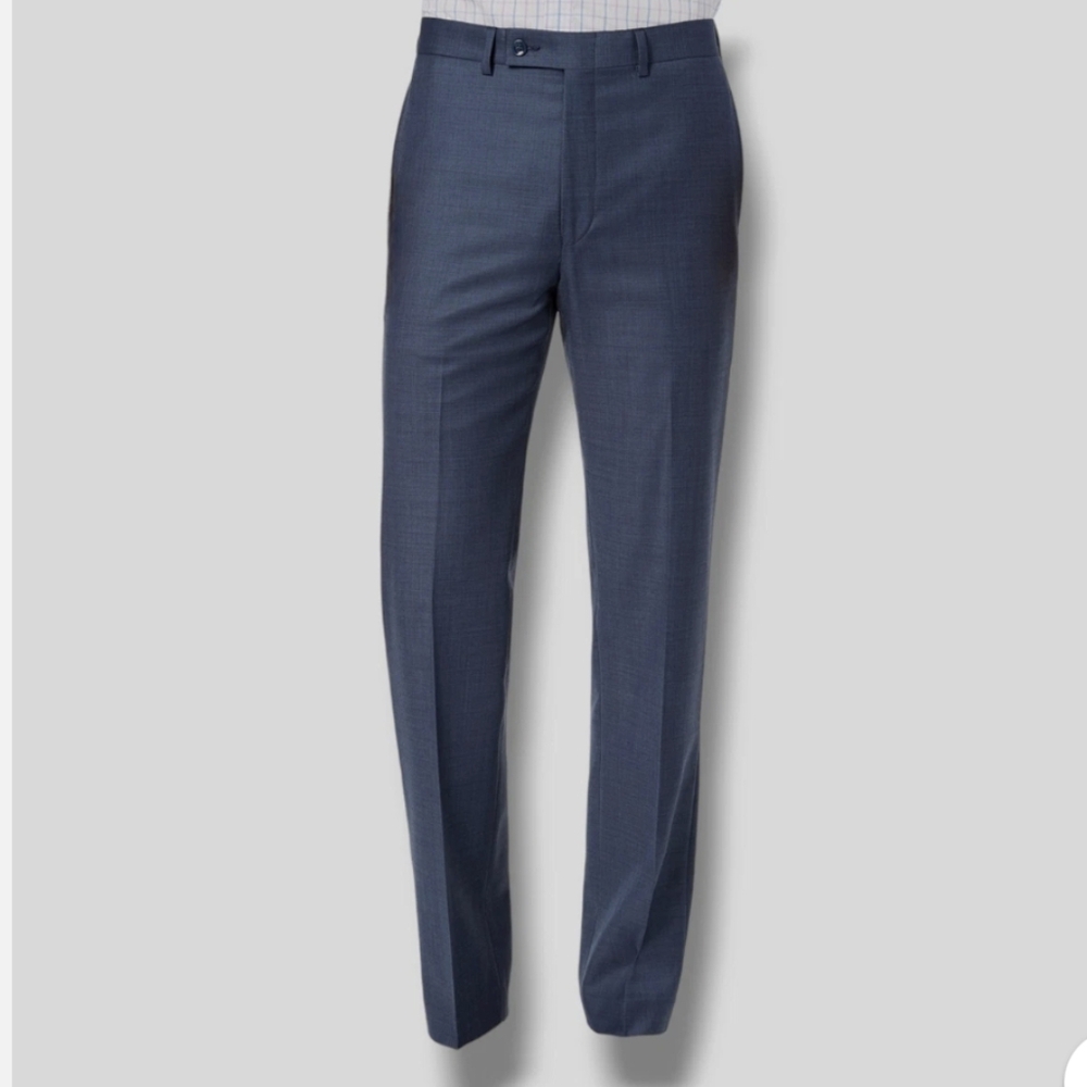 NWT Calvin Klein Slim Fit 100% Wool Natural Stretch Blue Dress Pant Men's 33×30